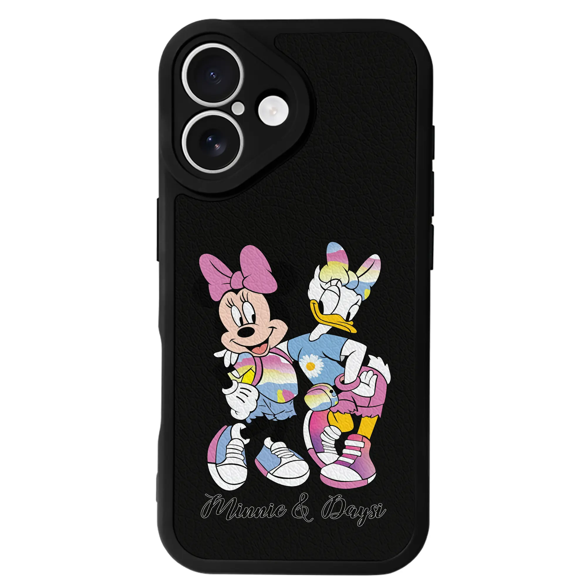 ミッキーマウス（Mickey Mouse） グッズ ミニーマウス（Minnie Mouse） - IPhone 16シリーズ対応 ・ シリコンスマホケース ・ レザー調 ・ 高精度フィット ・ 耐衝撃 ・ ワイヤレス充電対応 ・ 精密カット